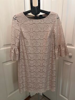 Jessica Howard Sz 8 Elegant Lace Shift Dress in Blush